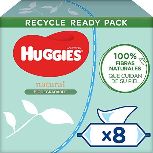 Pack 8 Paquetes de toallitas para bebe Huggies Pure Biodegradable
