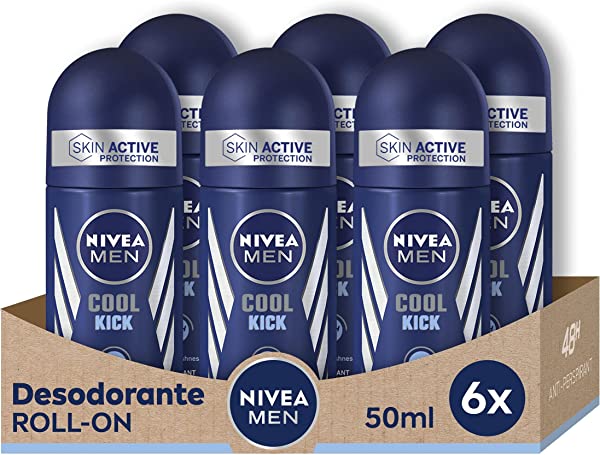 Pack x 6 desodorante NIVEA Men Roll-On Cool Kick Men