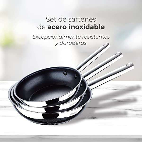 Set de Sartenes Bergner Gourmet de 20, 24 y 28cm con Protectores