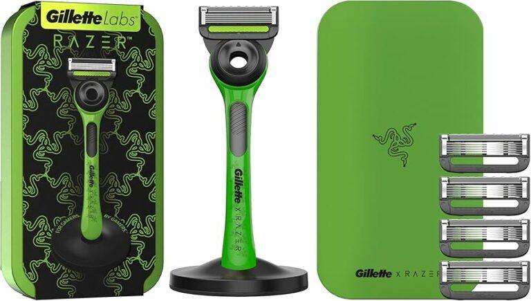 Maquinilla de Afeitar Gillette Labs Edición Limitada Razer + 5 Cuchillas de Afeitar de Recambio + Base Magnética y Estuche de Viaje