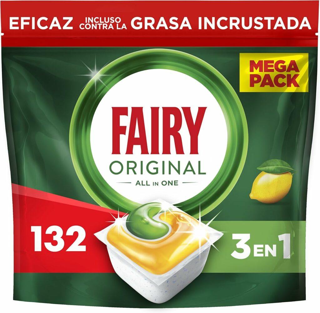 Comprar Pack 132 cápsulas Fairy Original 3 en 1 Lavavajillas Limón Fairy Original Todo En Uno Pastillas Lavavajillas, 132 Capsulas, Elimina Grasa Reseca, El embalaje puede variar