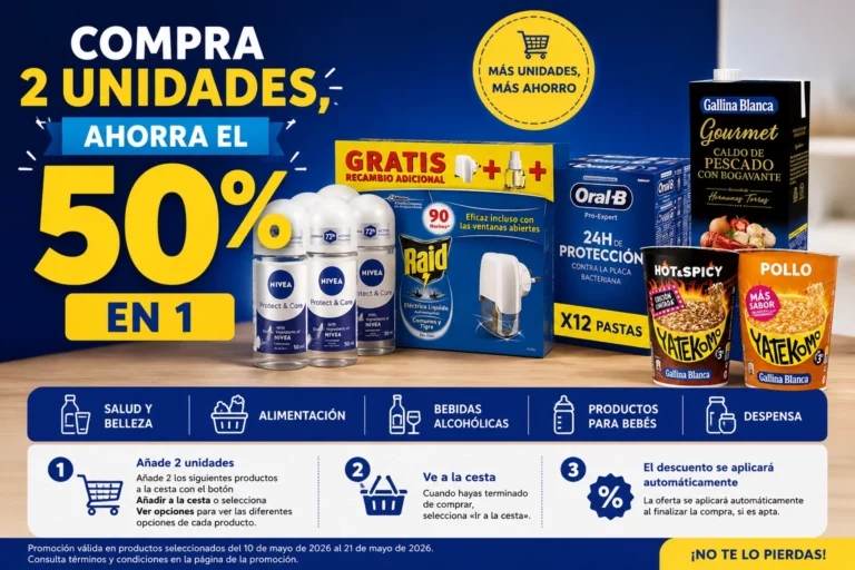 Compra 2 unidades, ahorra el 50 % en Alimentación, Belleza y Salud