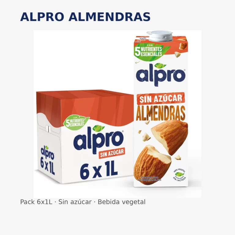 Pack x 6 Alpro Bebida Vegetal de Almendras sin Ázucar 1 litro