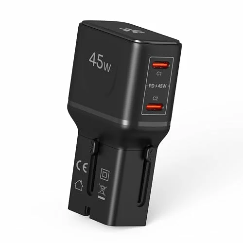 Adaptador de viaje universal Celly 45W con Dos USB‑C