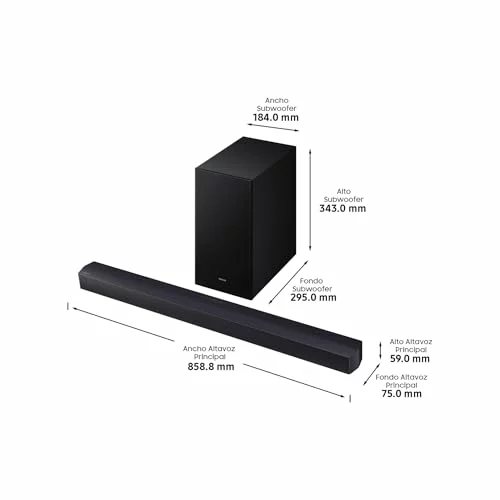 Barra de Sonido Samsung HW-B46CF/ZF – 2.1ch, Dolby Audio/DTS Virtual:X, Bass Boost, Sonido Inteligente