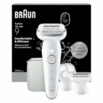 Braun Depiladora Eléctrica Mujer Silk·épil 9 Corporal con Peine Recortador, Cepillo Exfoliante y Funda (9-061)