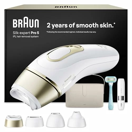 Braun Luz Pulsada Silk·expert Pro 5, PL5442, Blanco/Oro