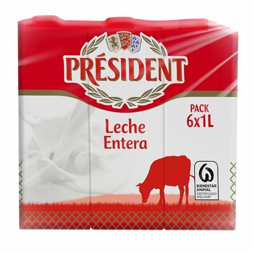 Leche entera Président 6 x 1 L