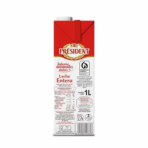 Leche entera Président 6 x 1 L