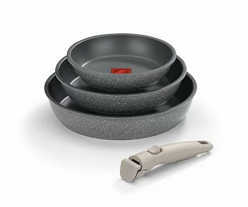 Set de 3 sartenes apilables Monix One Click Pietra 20-24-26 cm