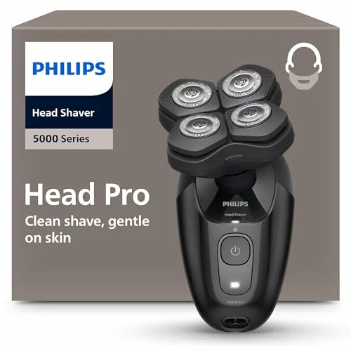 Philips Serie 5000 Pro – Afeitadora de cabeza para hombres y mujeres, cabezal flexible 360°, cuchillas ComfortCut para un afeitado apurado y suave, HS5980/15