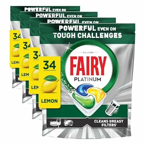 Cafetera Fairy Platinum Cápsulas para Lavavajillas Limón pack de 4 x 34 unidades