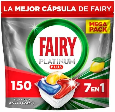 Cafetera Fairy Platinum Plus Limón cápsulas lavavajillas 150 unidades 30X5