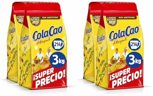 ColaCao Original cacao soluble natural sin aditivos, pack ahorro 2 x 1,5 kg