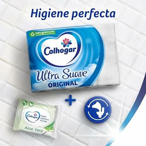 Colhogar Ultra Suave Original x108 – Papel Higiénico Blanco de 2 Capas – 9 paquetes de 12 Rollos, Sin Perfume