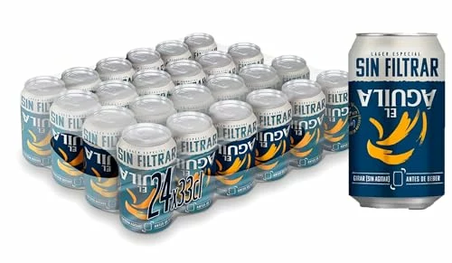 El Aguila Sin Filtrar Cerveza Lager Especial Pack Lata, 24 x 33cl