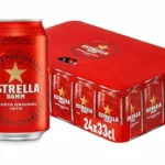 Estrella Damm cerveza en caja de 24 latas de 330 ml