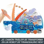Hot Wheels City T-Rex transportador y pista con 2 vehículos