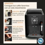 Krups Harmony cafetera superautomática compacta negra EA5088E0