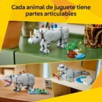 LEGO Creator 3 en 1 Fauna Salvaje Rinoceronte con Pájaros