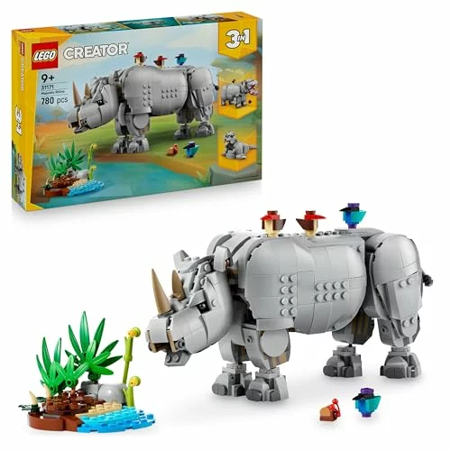 LEGO Creator 3 en 1 Fauna Salvaje Rinoceronte con Pájaros