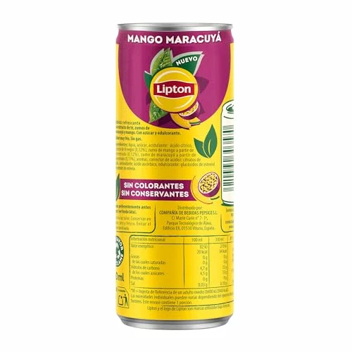 Lipton Mango maracuyá 330ml, Refresco de Té, Pack de 24 x 330 ml