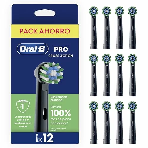 Oral-B Pro CrossAction cabezales de recambio originales negros, pack de 12
