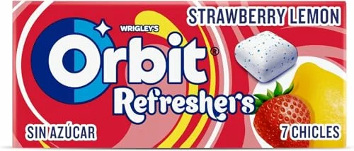 Orbit Refreshers Fresa Limón chicles sin azúcar, Pack 16 x 7 uds