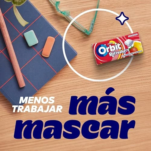 Orbit Refreshers Fresa Limón chicles sin azúcar, Pack 16 x 7 uds