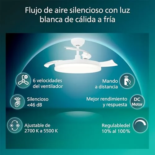 Philips Solr lámpara de techo con ventilador LED retráctil