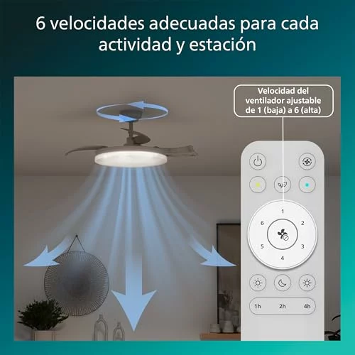 Philips Solr lámpara de techo con ventilador LED retráctil