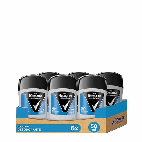 Rexona Desodorante Stick Antitranspirante para hombre Cobalt Dry 50ml – Pack de 6