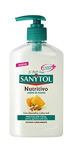 Sanytol jabón de manos nutritivo antibacteriano almendras y miel, pack 6