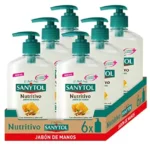 Sanytol jabón de manos nutritivo antibacteriano almendras y miel, pack 6