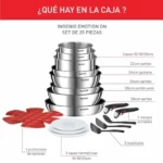 Sarten Tefal Ingenio Emotion juego de cocina 20 piezas con 2 mangos