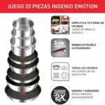Sarten Tefal Ingenio Emotion juego de cocina 20 piezas con 2 mangos