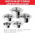 Tefal Duetto On juego de cazo y ollas para inducción, 9 piezas