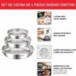 Tefal Ingenio Emotion, juego de 3 sartenes inox con mango extraíble L828S