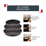 Tefal Ingenio Enjoy juego de 3 sartenes con mango extraíble