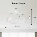 Ventilador de techo LEDUNI con luz, aspas retráctiles y mando vuelve con precio a vigilar