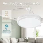 Ventilador de techo LEDUNI con luz, aspas retráctiles y mando vuelve con precio a vigilar