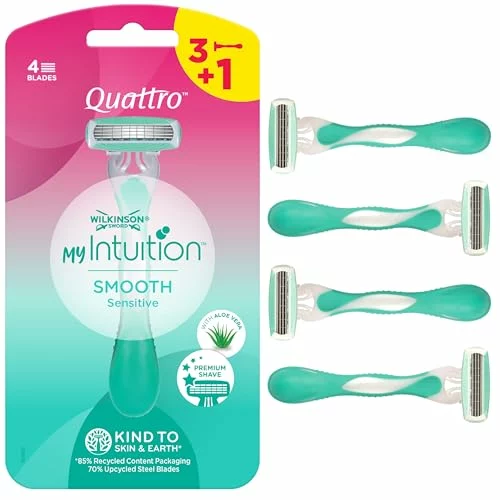 Wilkinson Sword MyIntuition Smooth Sensitive Quattro maquinilla desechable para mujer Pack 3 + 1