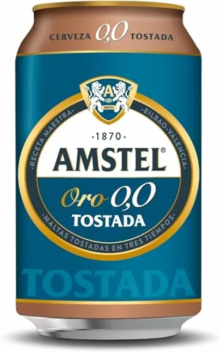 Amstel Oro 0,0 Cerveza Tostada Sin alcohol Pack Lata, 24 x 33cl
