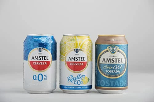 Amstel Oro 0,0 Cerveza Tostada Sin alcohol Pack Lata, 24 x 33cl
