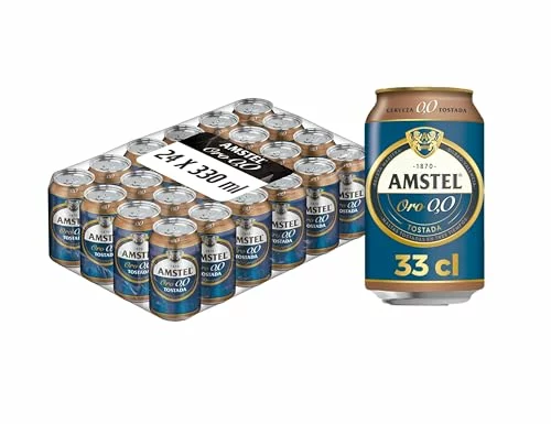 Amstel Oro 0,0 Cerveza Tostada Sin alcohol Pack Lata, 24 x 33cl