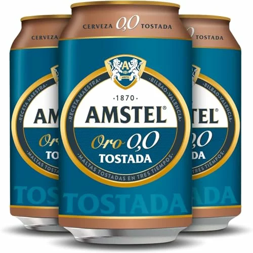 Amstel Oro 0,0 Cerveza Tostada Sin alcohol Pack Lata, 24 x 33cl