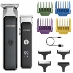 Barberboss Kit de recortadora de pelo para hombre, peluqueros inalámbricos para barba con 7 peines, esfera de longitud ajustable, ajustes de velocidad dual, carga USB y cuchillas de cerámica