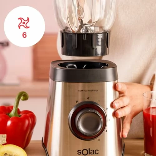 Batidora de vaso Solac Promixter 2000 W con jarra de cristal