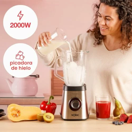 Batidora de vaso Solac Promixter 2000 W con jarra de cristal
