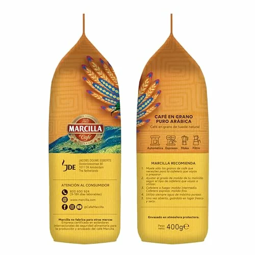 Cafetera Café en grano Marcilla 100% arábica 400 g